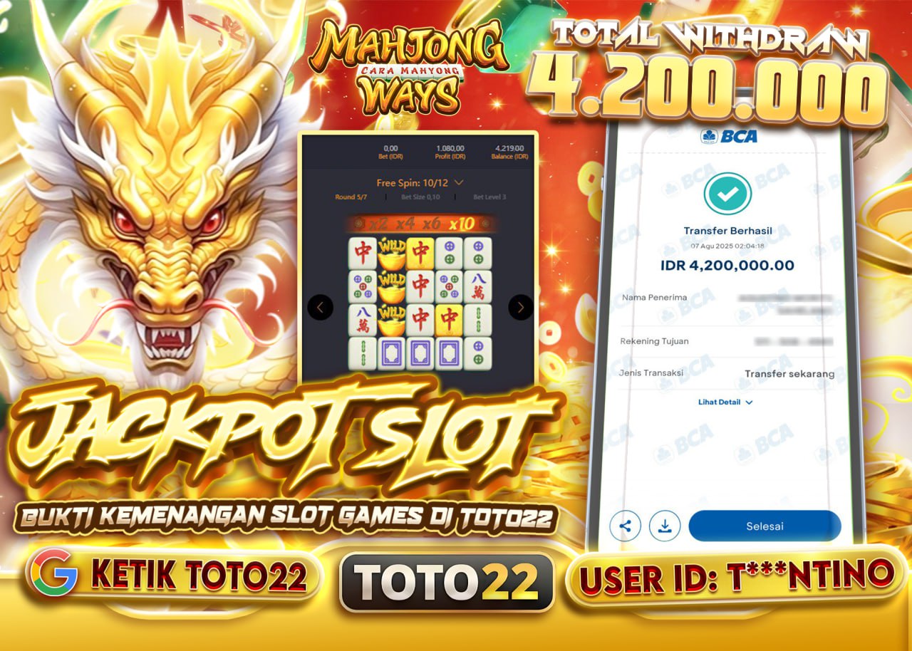 T***NTINO JACKPOT SLOT MAHJONG WAYS Rp.4.200.000 - LUNAS